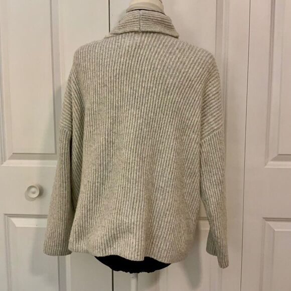 Joie Light Grey Long Sleeve Shawl Collar Open Cardigan Sweater Medium - Picture 5 of 10